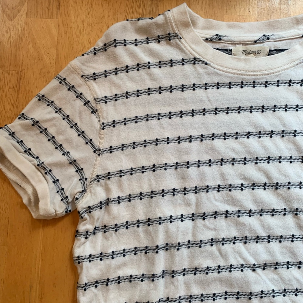 Madewell White and Blue Tshirt